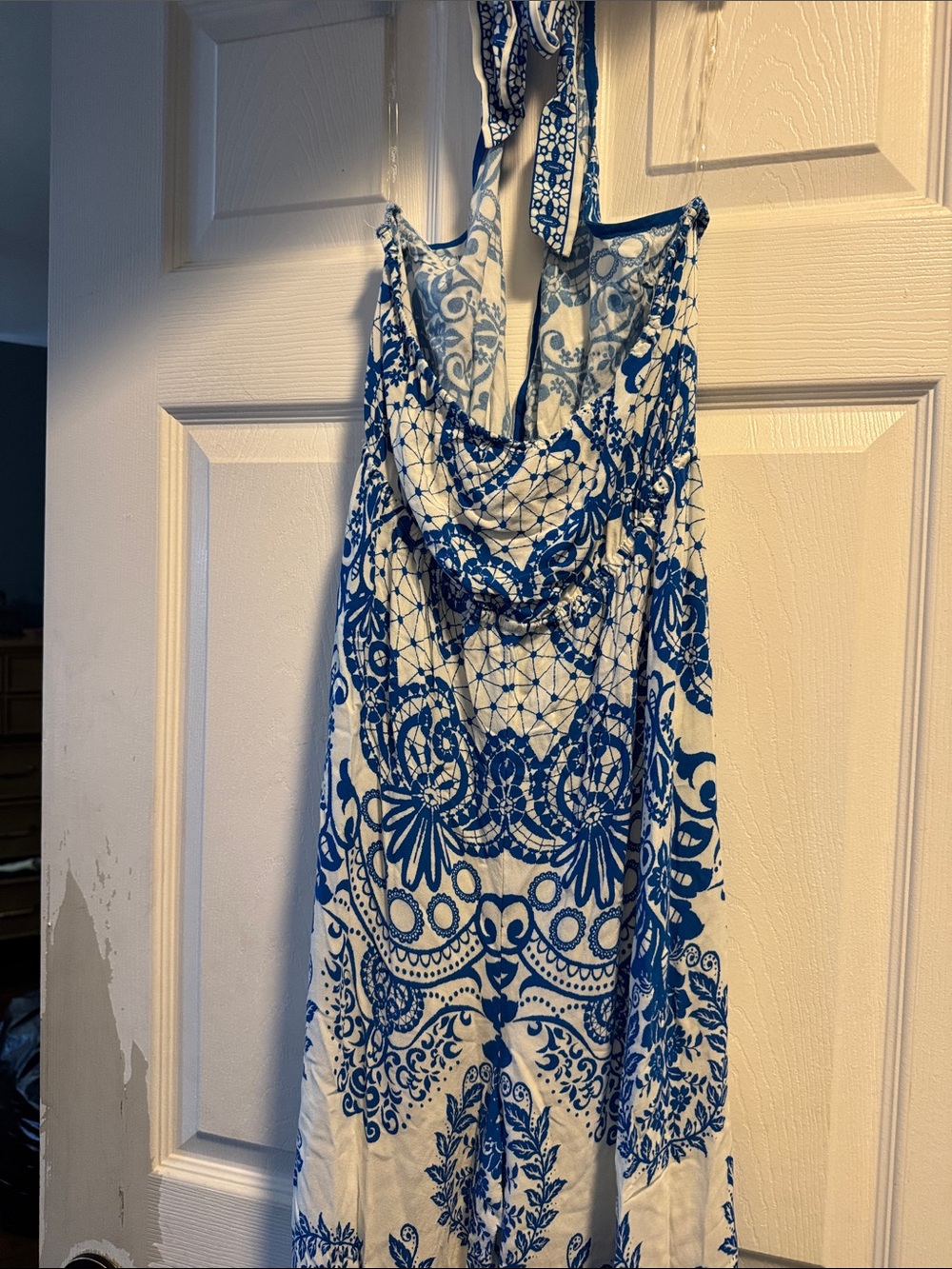 Flying Tomato Blue and White Printed Halter Wide Leg Romper - Picture 5 of 5
